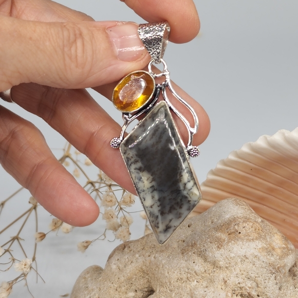 Natural Beautiful Jasper Stone Silver Pendant - Picture 6 of 6